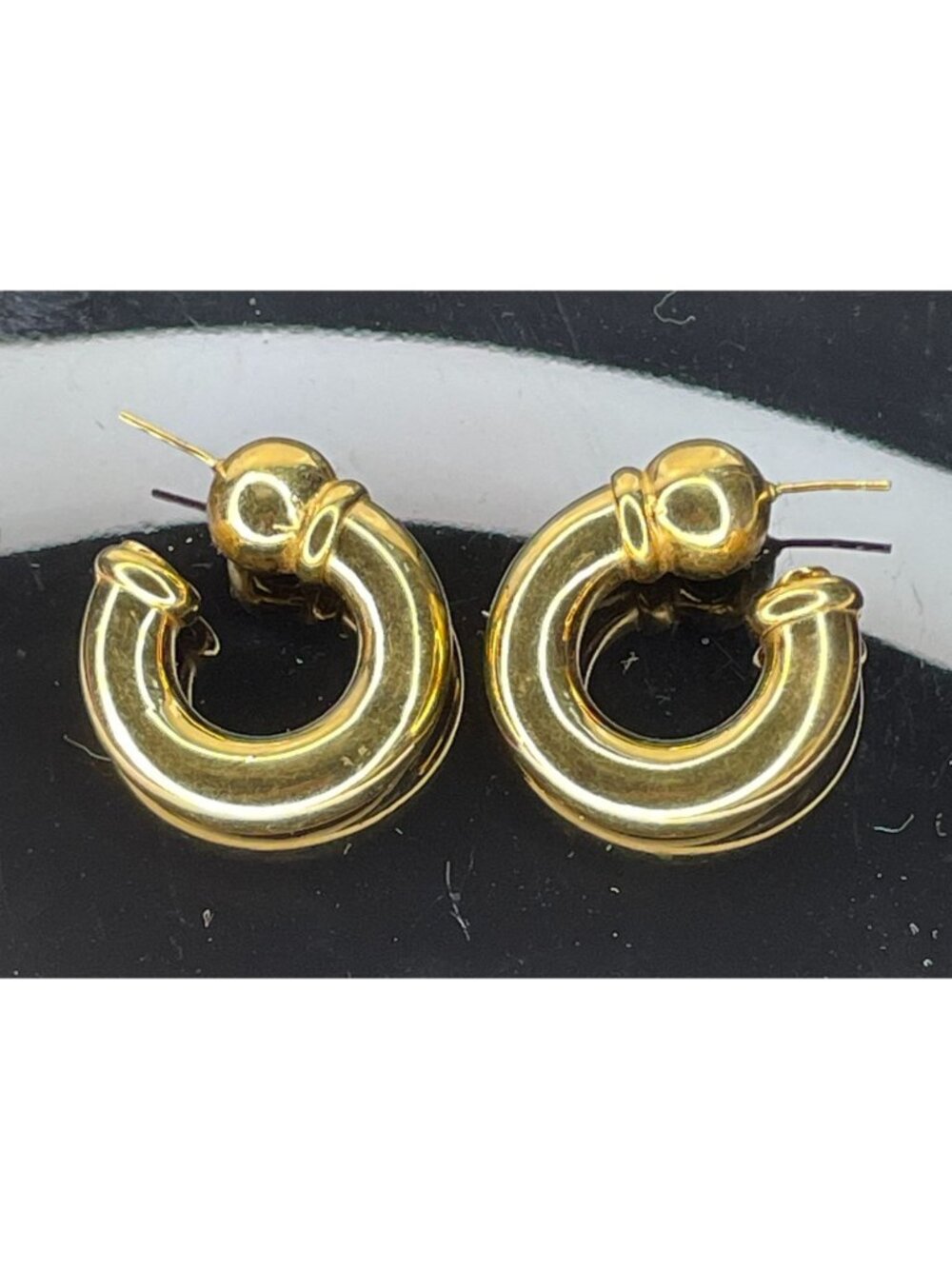 Vintage Bijoux Cascio Signed Gold Plated Chunky Door Knocker C Hoop Earrings Ita